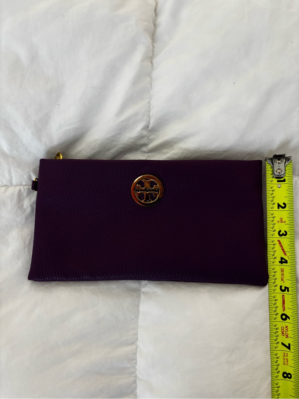 Tory Burch Purple Leather Zip Wristlet with Gold Logo Accent - Picture 8 of 8